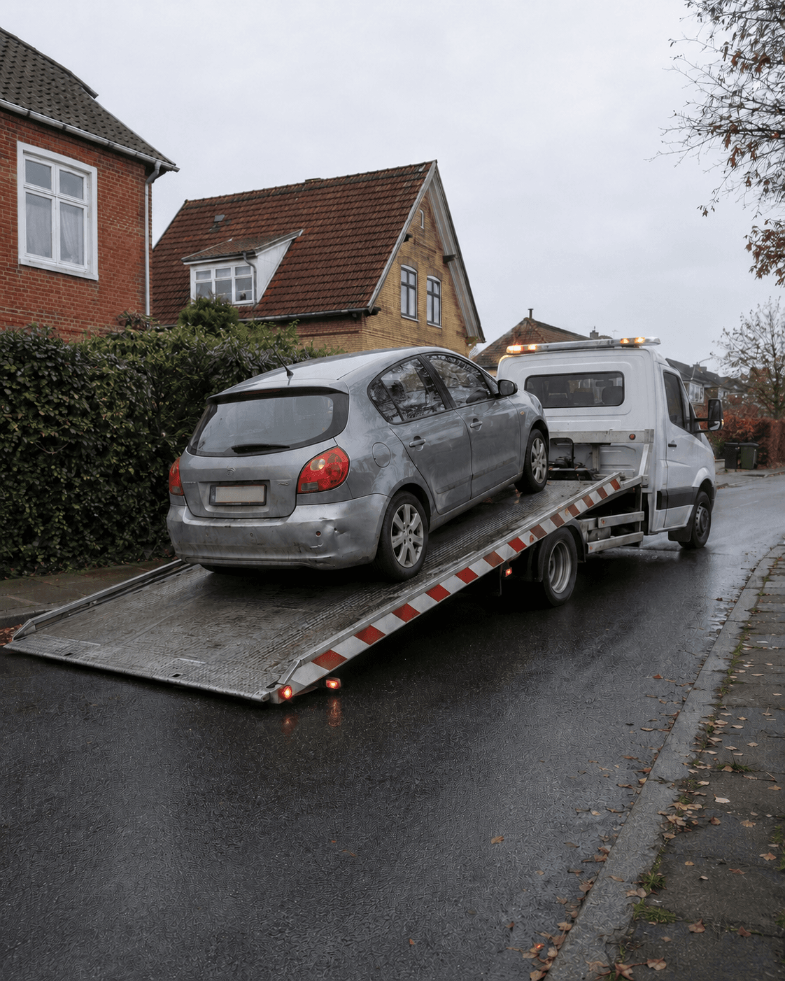 Defekt bil hentes gratis på trailer i Danmark